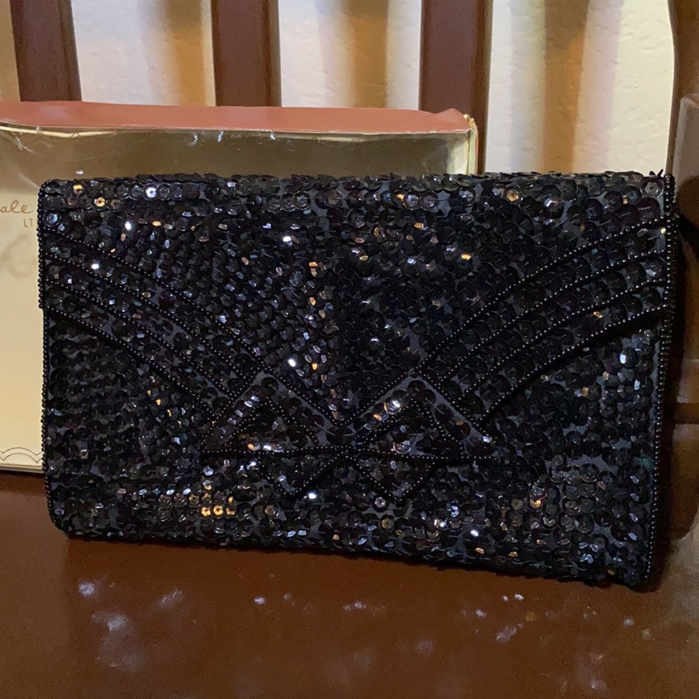 Vintage Black Sequins Clutch - Picture 2 of 6